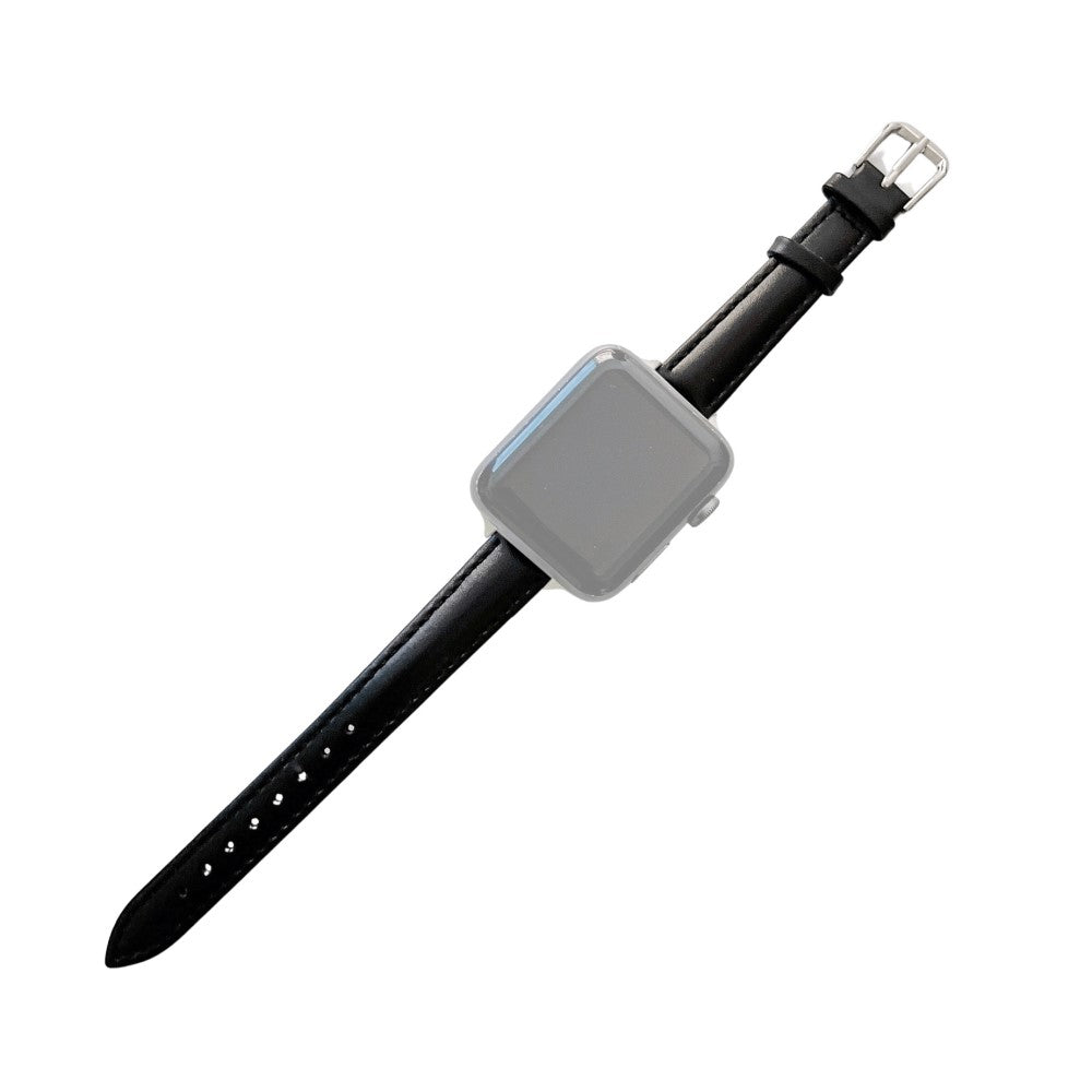 Meget elegant Apple Watch Series 7 41mm รgte lรฆder Rem - Sort#serie_1