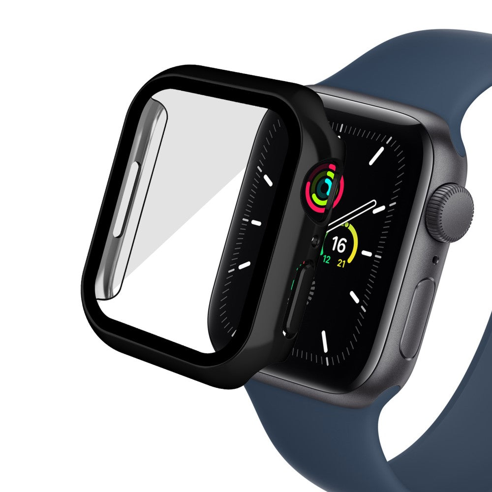 Mega Fed Apple Watch Series 7 41mm Cover med Skรฆrmbeskytter i Plastik og Hรฆrdet Glas - Sort#serie_1