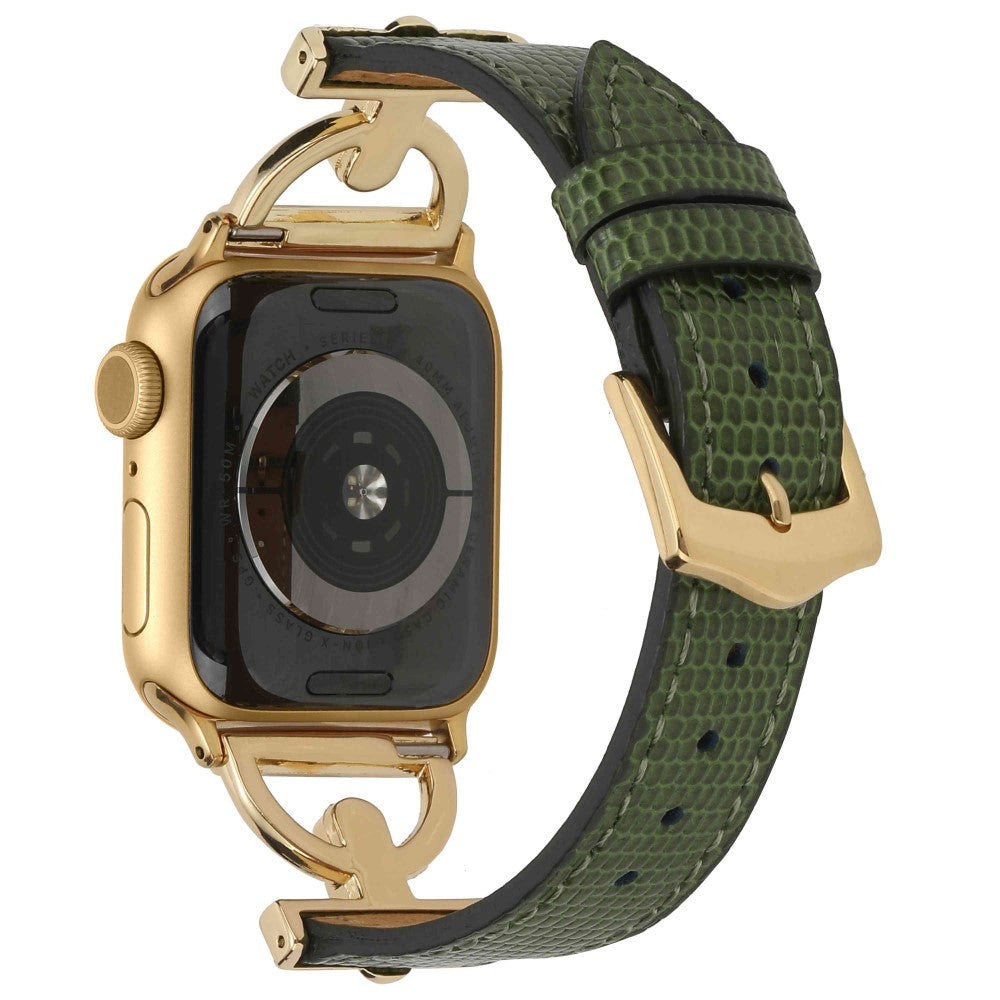 Mega flot Apple Watch Series 7 41mm Metal og Kunstlรฆder Rem - Guld#serie_1