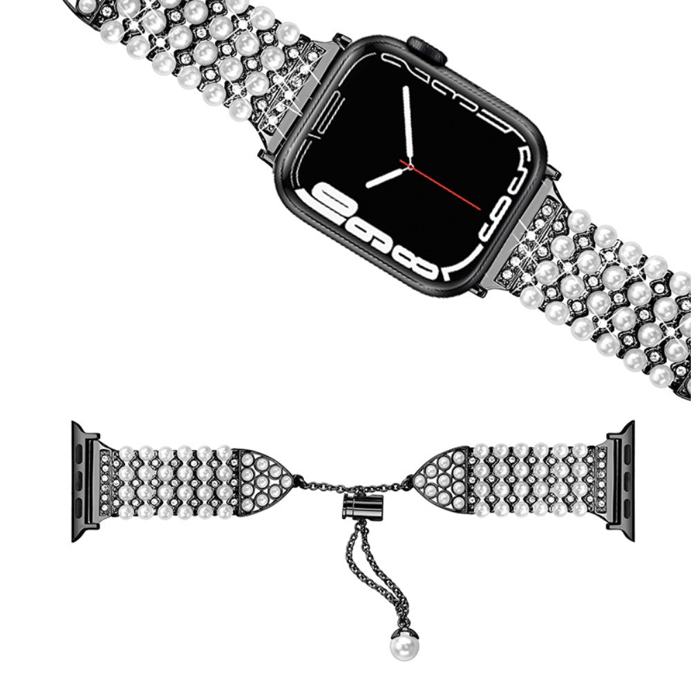 Mega skรธn Apple Watch Series 7 41mm Metal og Rhinsten Rem - Sort#serie_1