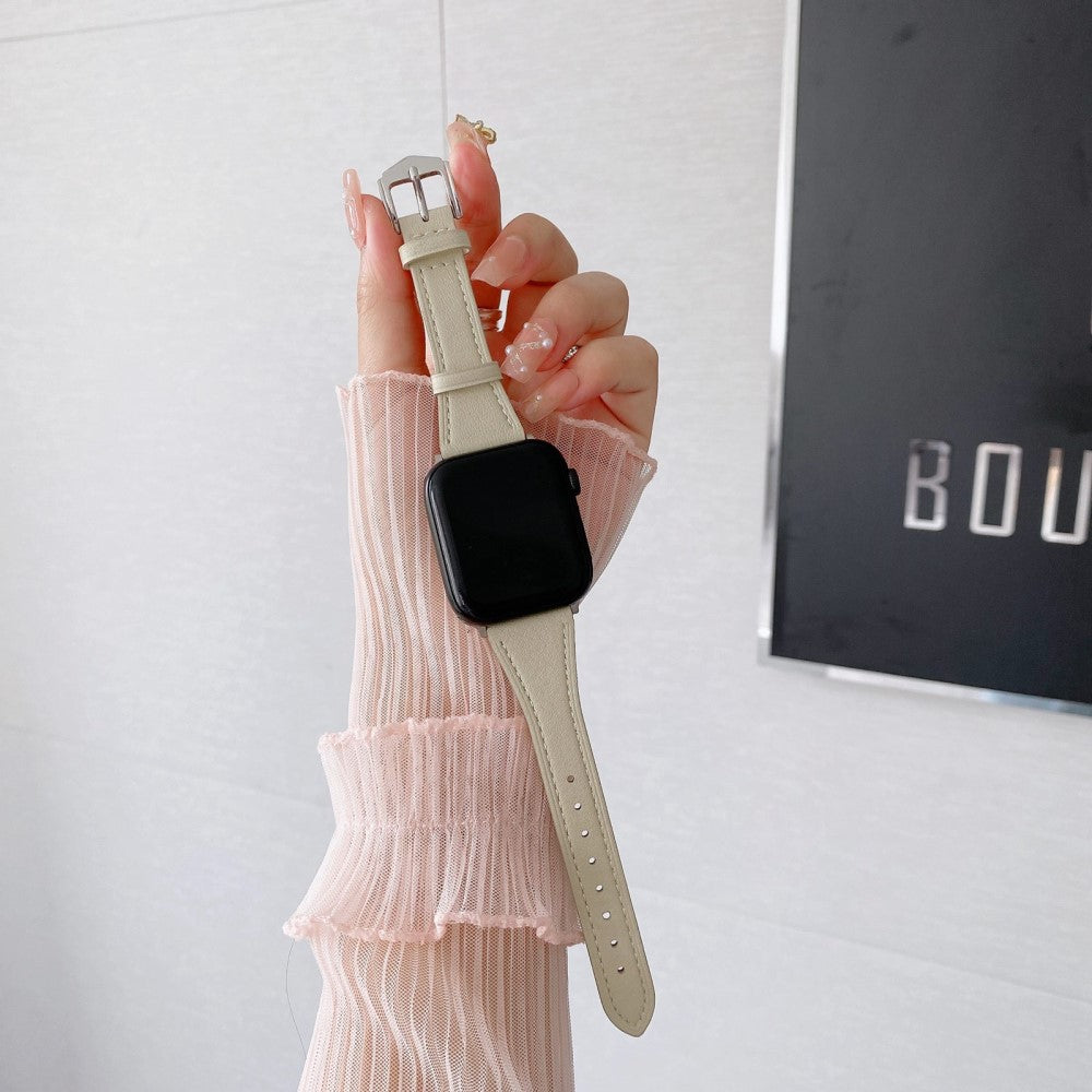 Flot Universal Apple Ægte læder Urrem - Beige#serie_4