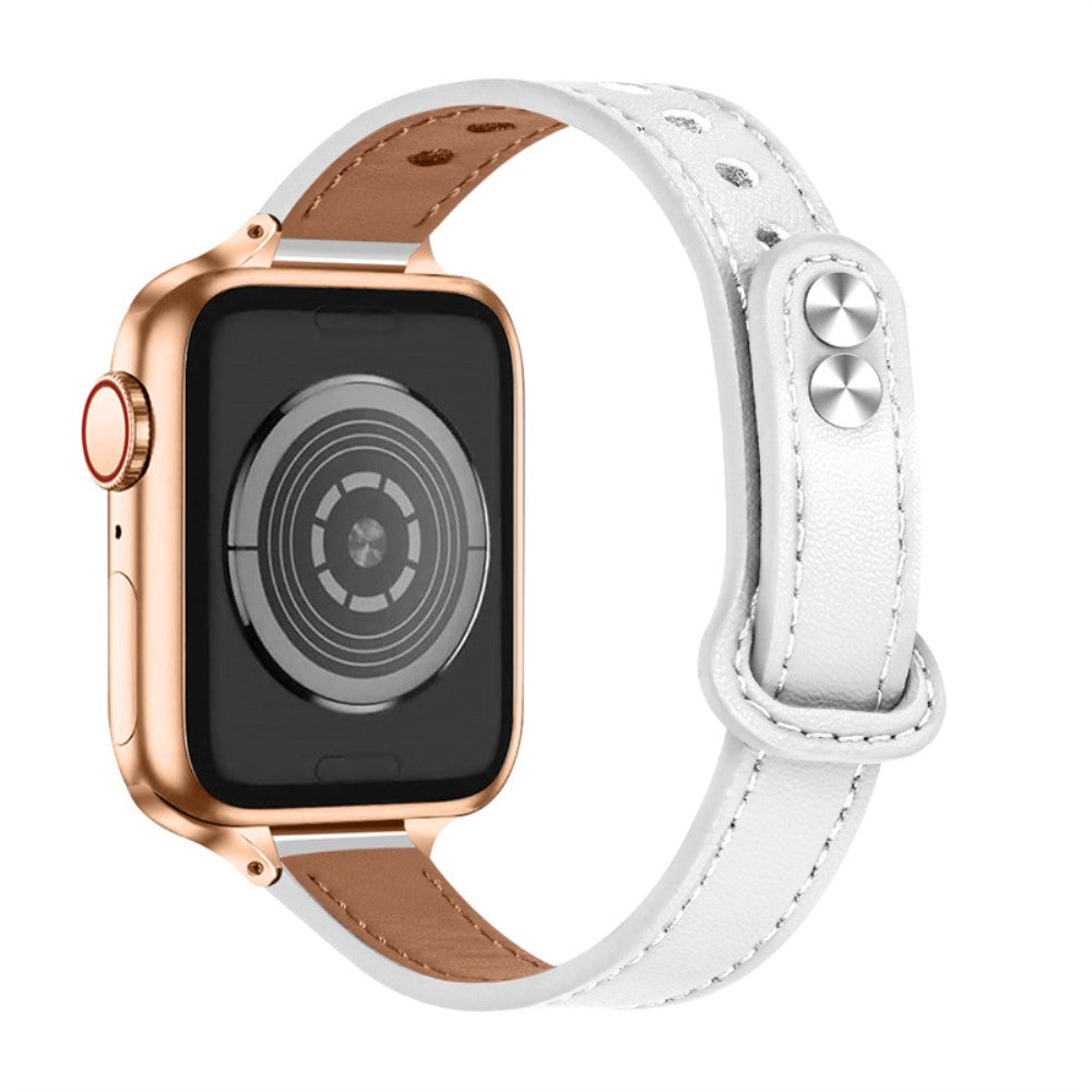 Solid Universal Apple รgte lรฆder Rem - Hvid#serie_1