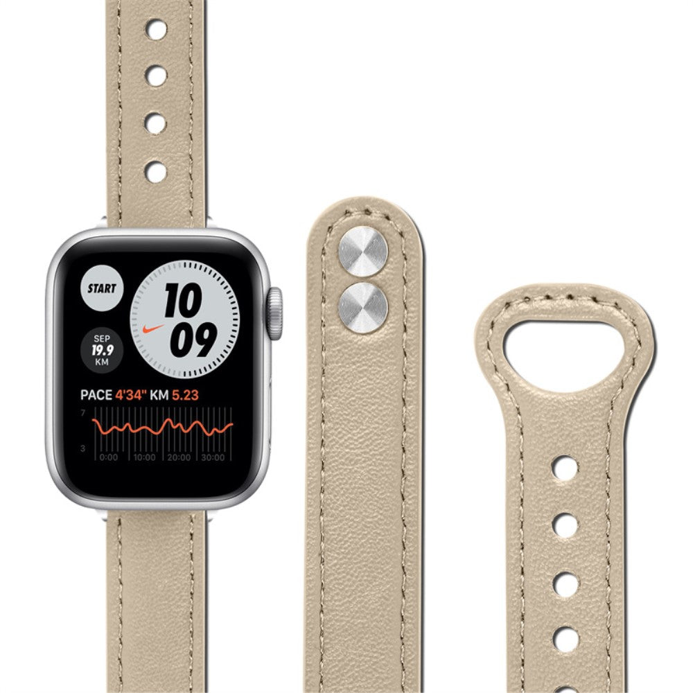 Rigtigt cool Universal Apple Ægte læder Urrem - Beige#serie_3