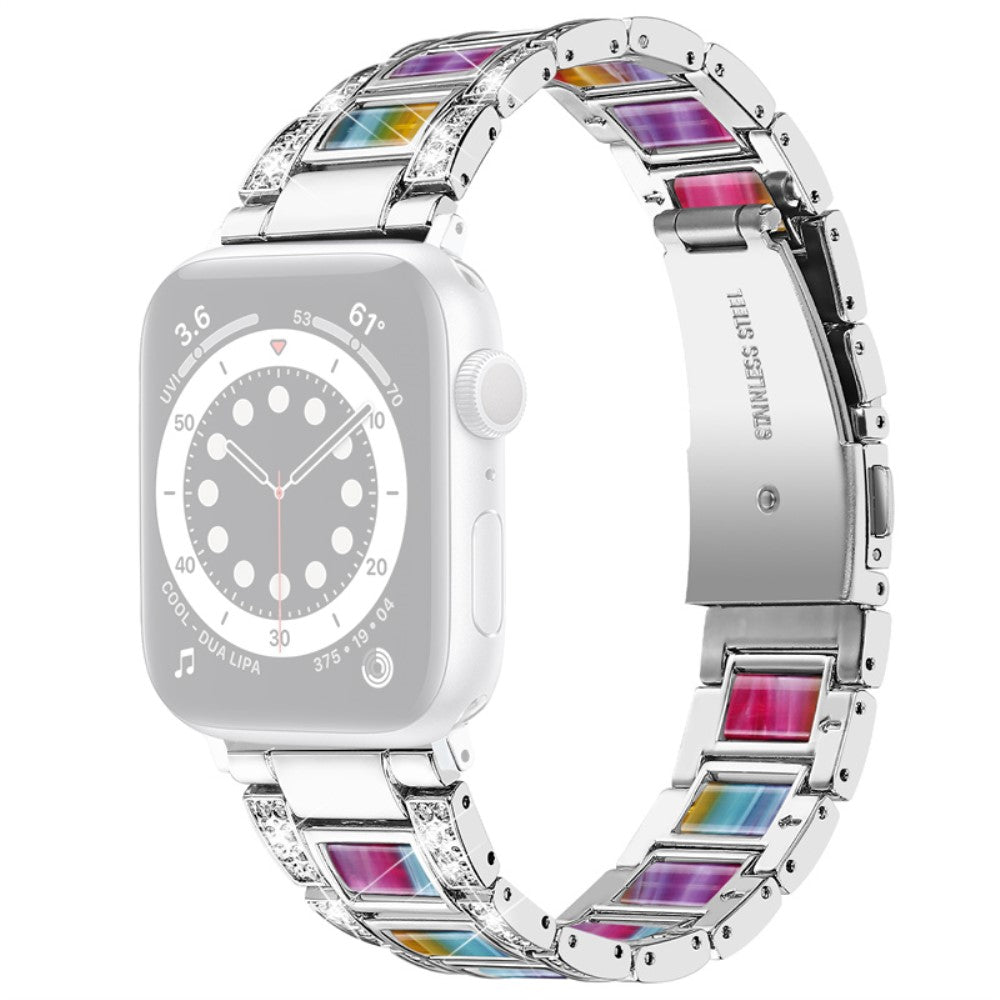 Slidstærk Universal Apple Metal og  Rhinsten Urrem - Flerfarvet#serie_8