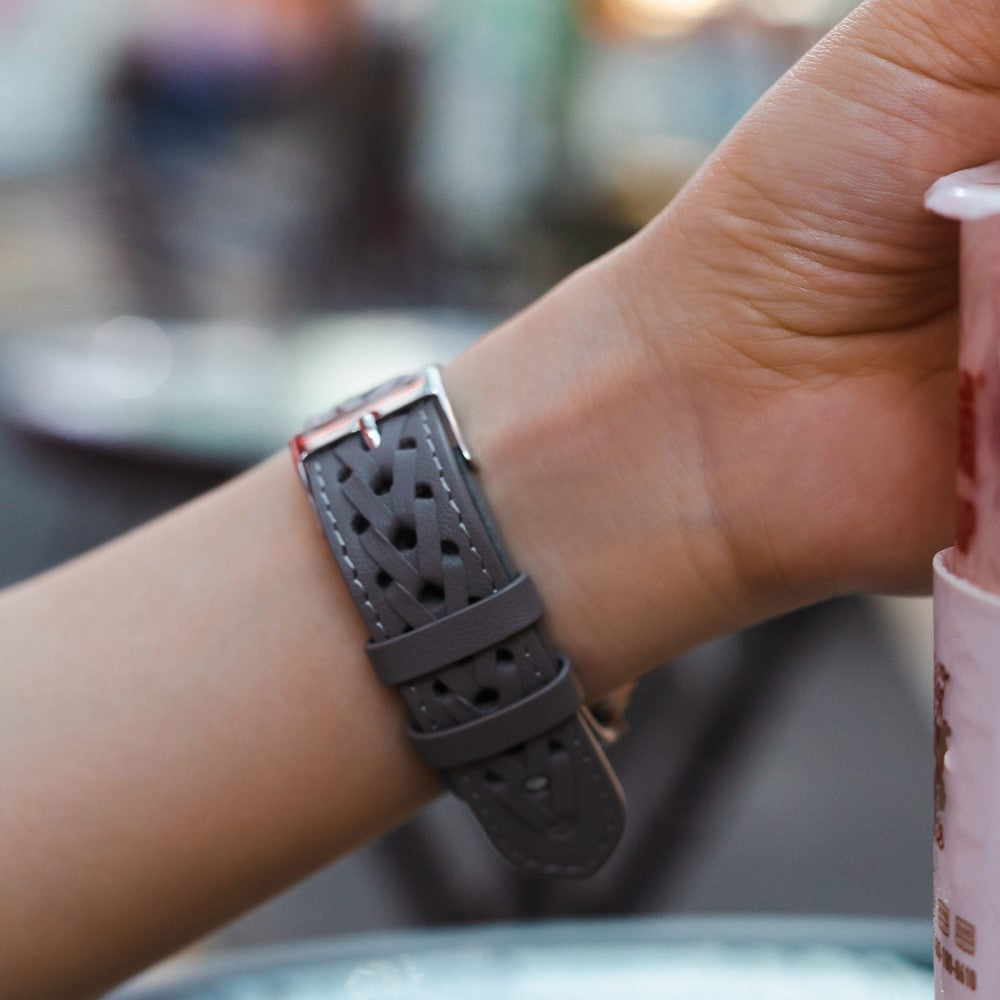 Holdbart Universal Apple Ægte læder Urrem - Sølv#serie_1