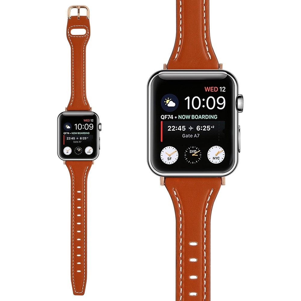 Rigtigt cool Universal Apple Ægte læder Urrem - Brun#serie_7