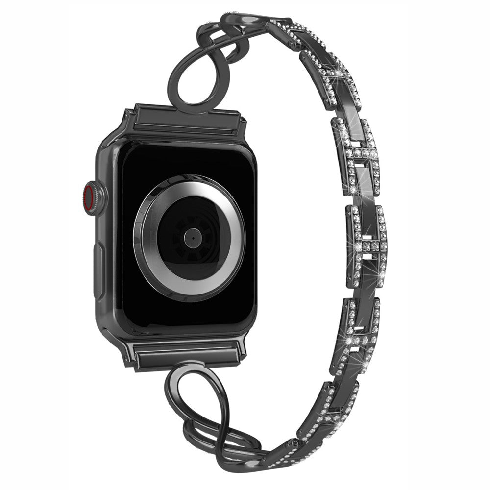 Helt vildt pænt Universal Apple Metal og Rhinsten Rem - Sort#serie_3