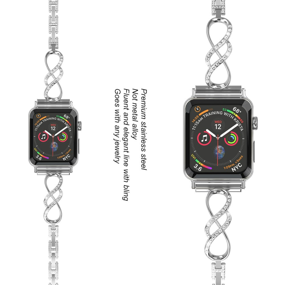 Helt vildt pænt Universal Apple Metal og Rhinsten Rem - Sølv#serie_5