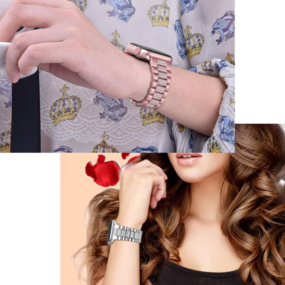 Helt vildt slidstærk Universal Apple Metal og Rhinsten Rem - Pink#serie_1