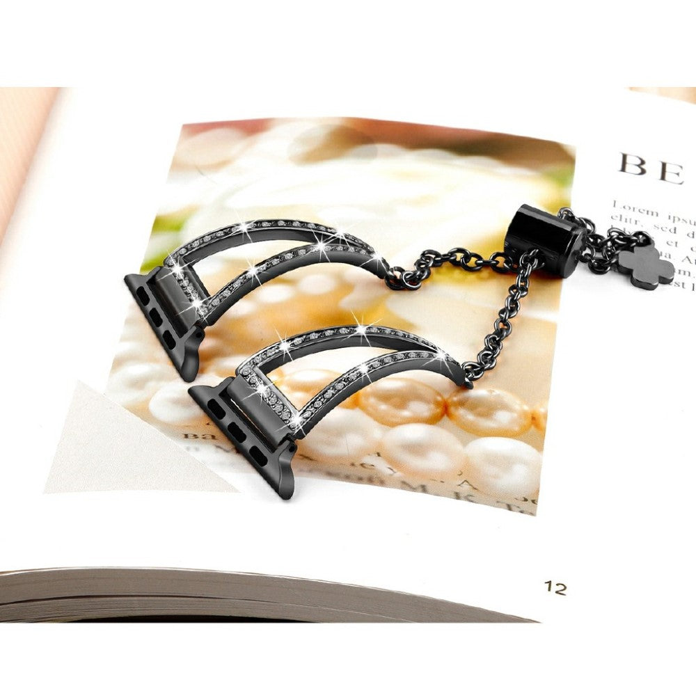 Mega smuk Universal Apple Metal og Rhinsten Rem - Sort#serie_3