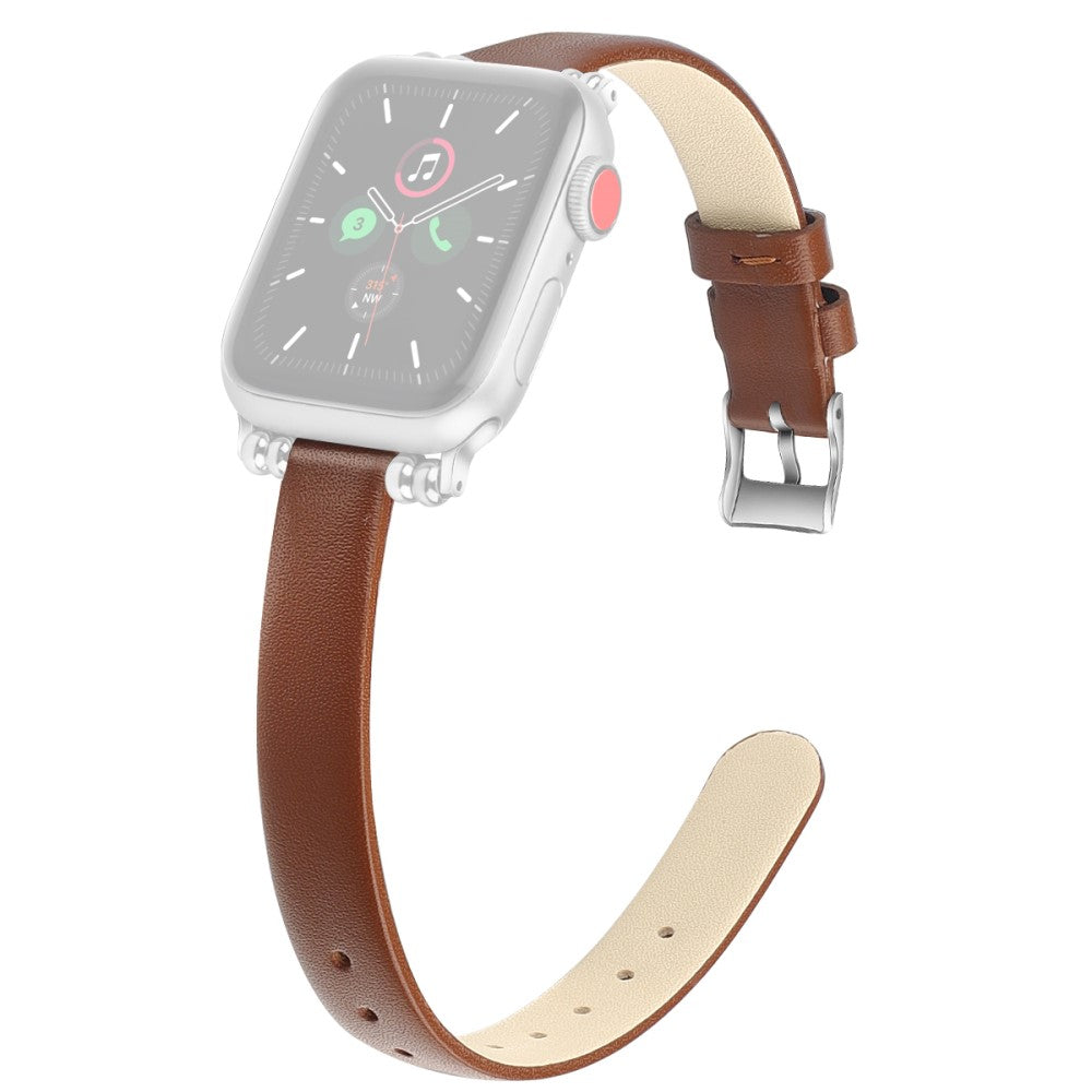 Rigtigt elegant Apple Watch Series 7 45mm รgte lรฆder Rem - Stรธrrelse: L - Brun#serie_1