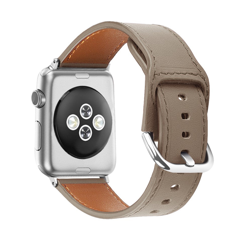 Eminent Apple Watch Series 7 45mm รgte lรฆder Rem - Stรธrrelse: S - Brun#serie_1