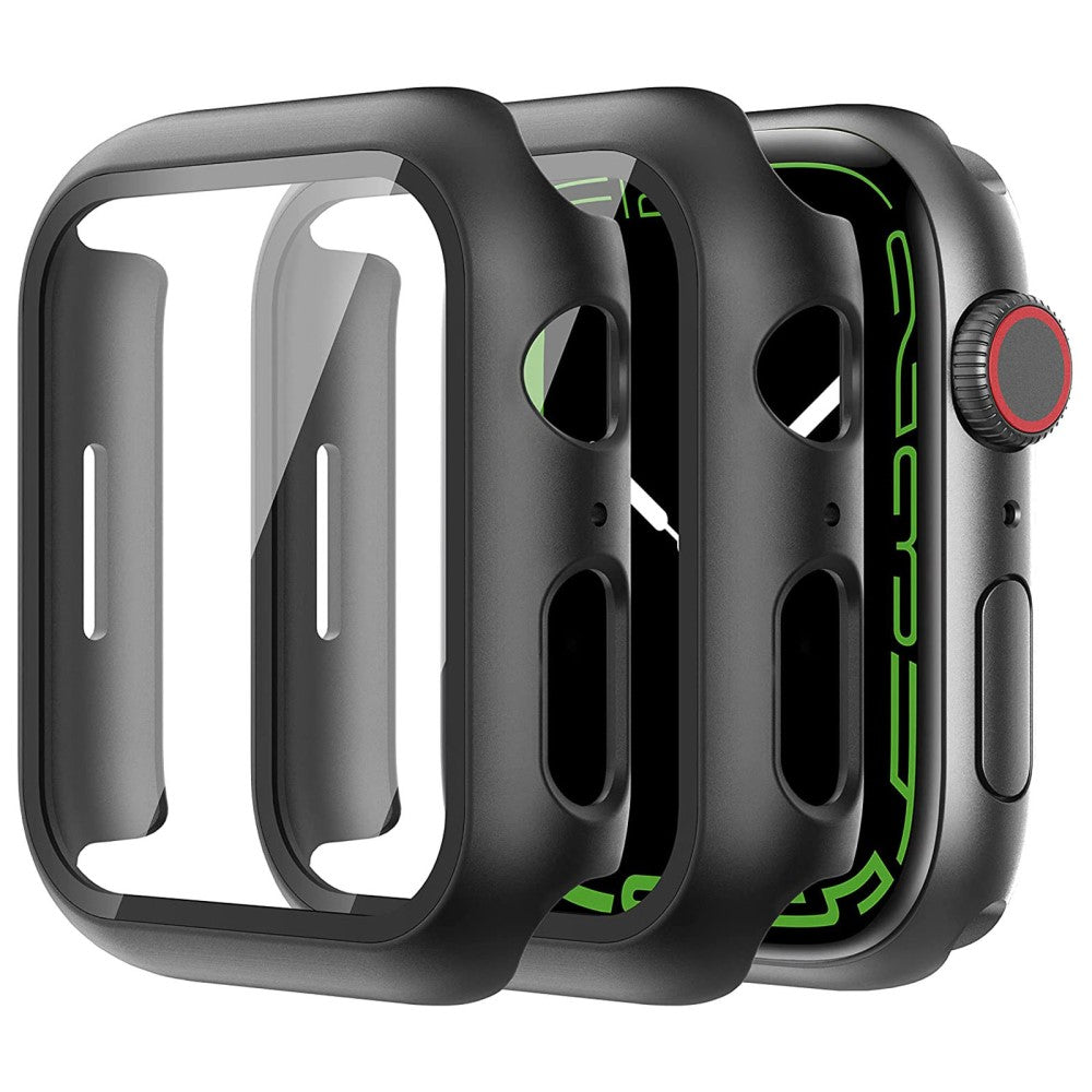 Rigtigt Godt Apple Watch Series 7 45mm Cover med Skรฆrmbeskytter i Plastik og Hรฆrdet Glas - Gennemsigtig#serie_1
