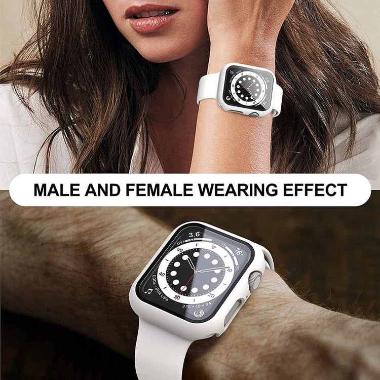 Rigtigt Godt Apple Watch Series 7 45mm Cover med Skærmbeskytter i Plastik og Hærdet Glas - Hvid#serie_2