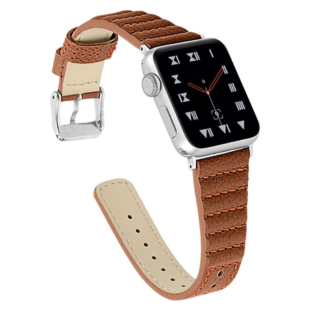 Alle tiders Apple Watch Series 7 45mm รgte lรฆder Rem - Brun#serie_1