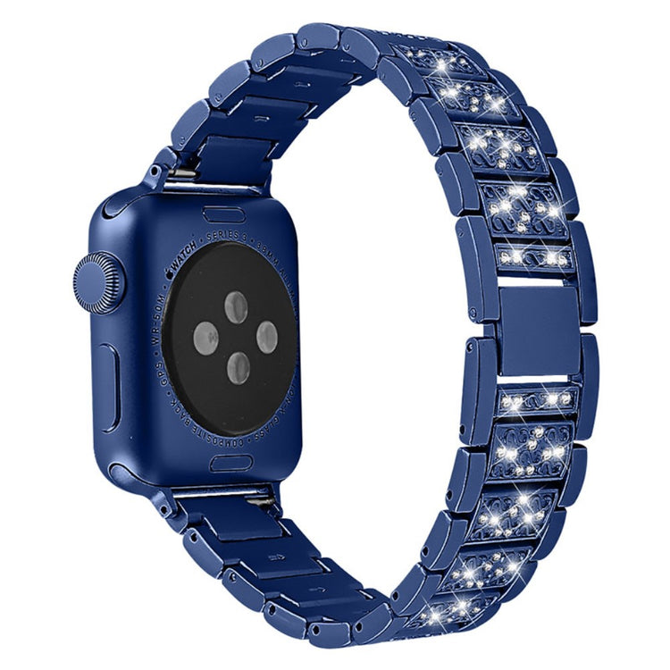 Meget flot Apple Watch Series 7 45mm Metal og Rhinsten Rem - Blå#serie_2