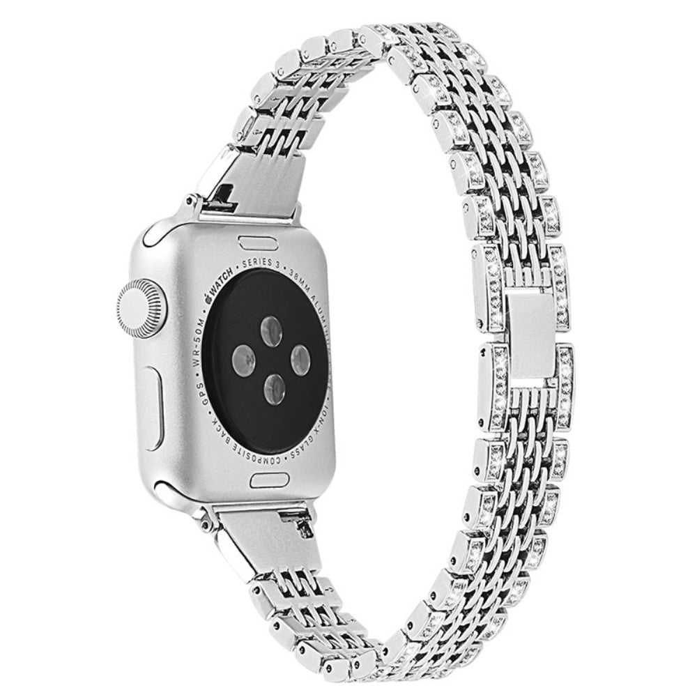 Superflot Apple Watch Series 7 45mm Metal og Rhinsten Rem - Sรธlv#serie_1
