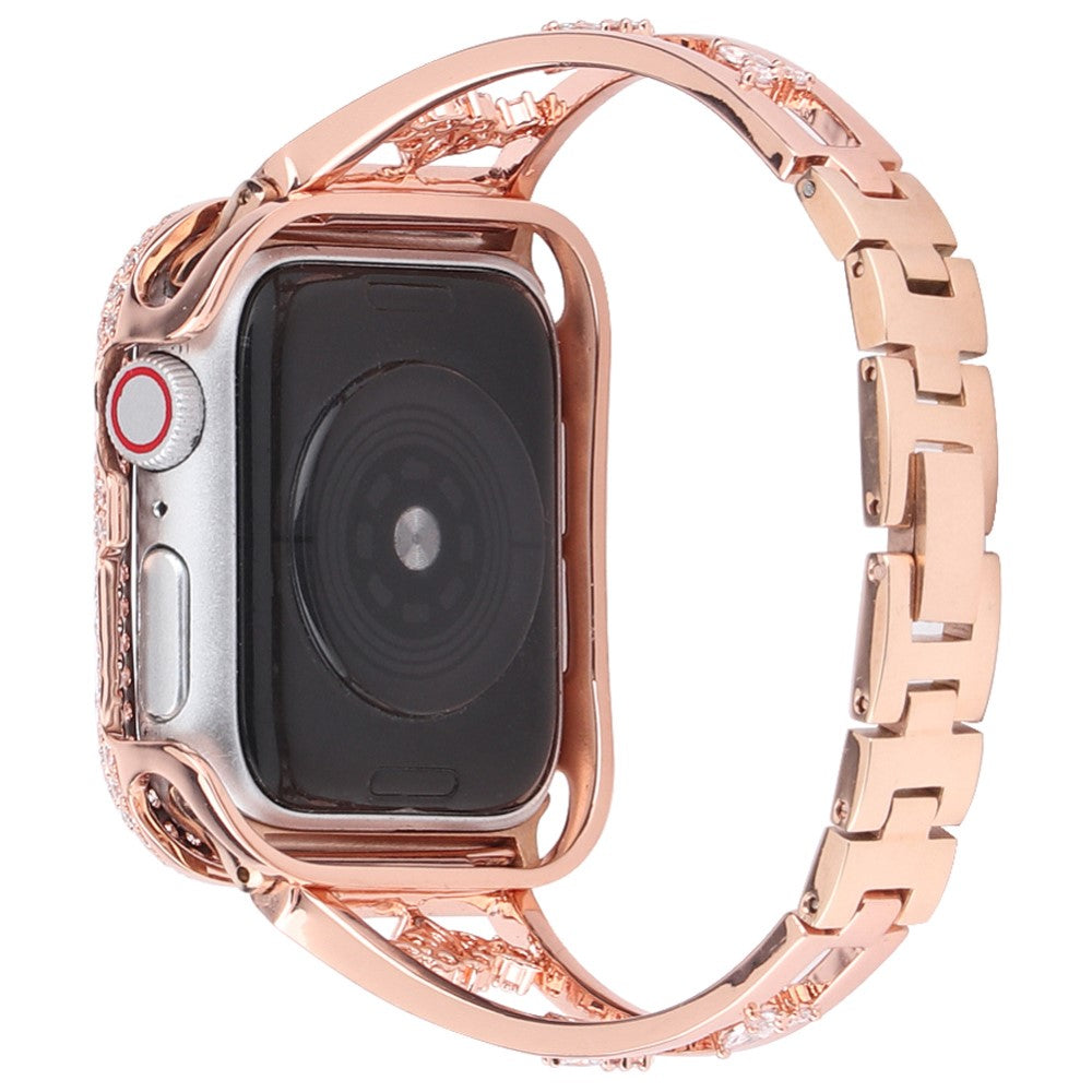 Mega kรธnt Apple Watch Series 7 45mm Metal og Rhinsten Rem - Pink#serie_1