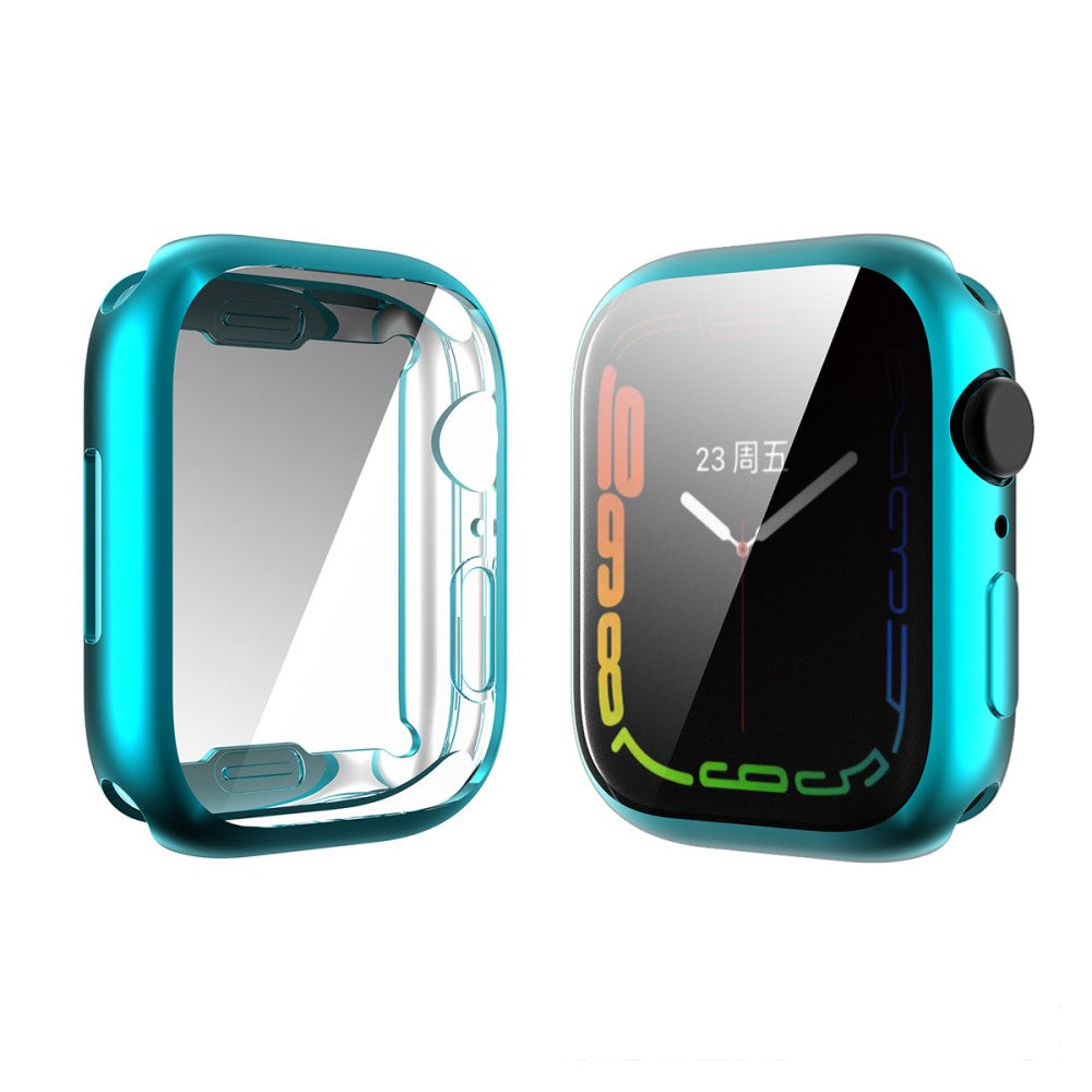 Mega Flot Apple Watch Series 7 45mm Cover med Skรฆrmbeskytter i Silikone og Hรฆrdet Glas - Grรธn#serie_1
