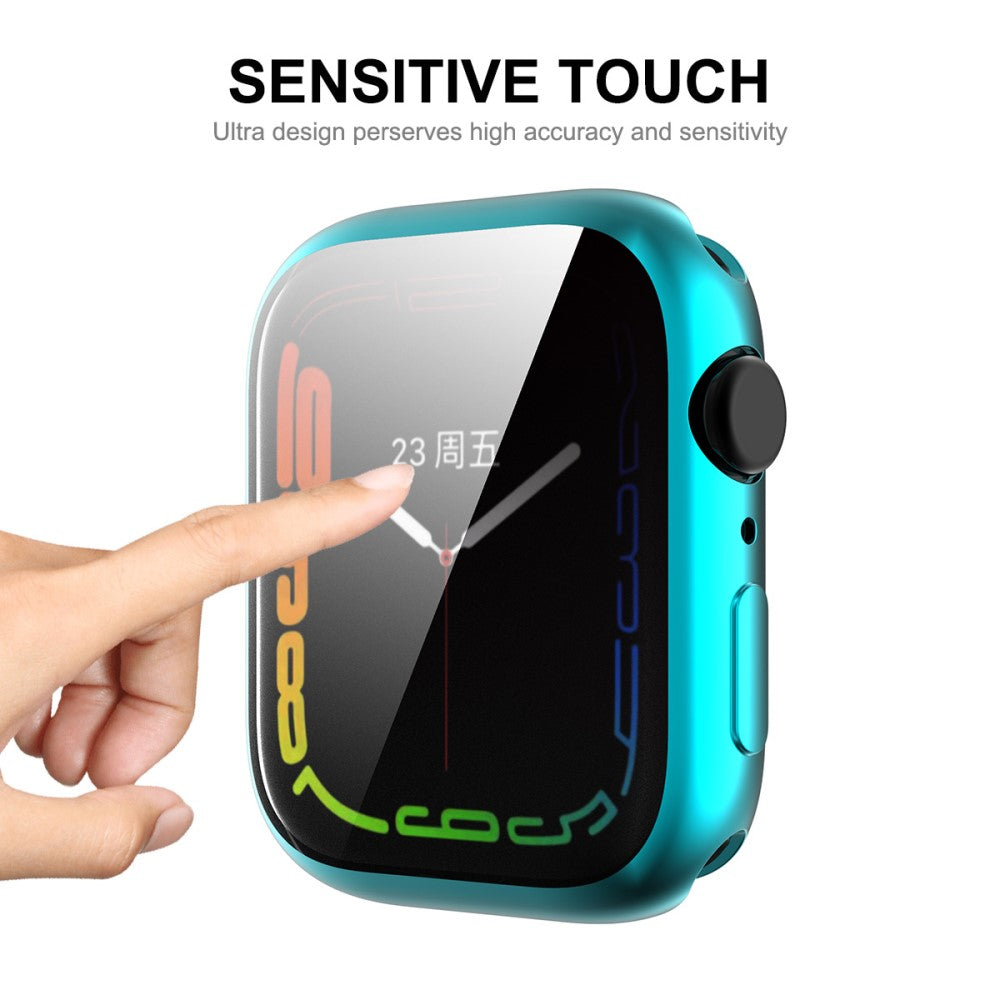 Mega Flot Apple Watch Series 7 45mm Cover med Skærmbeskytter i Silikone og Hærdet Glas - Pink#serie_4