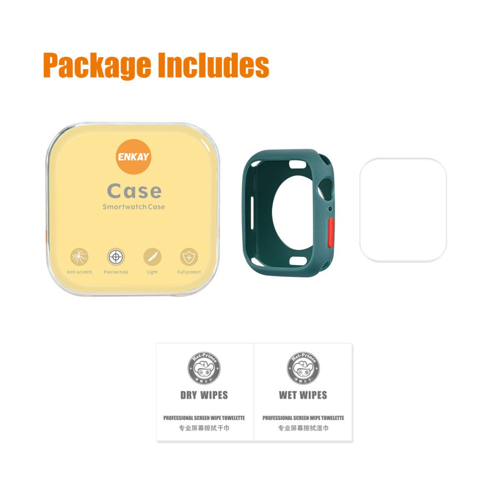 Vildt Fed Apple Watch Series 7 45mm Cover med Skærmbeskytter i Silikone - Grøn#serie_1