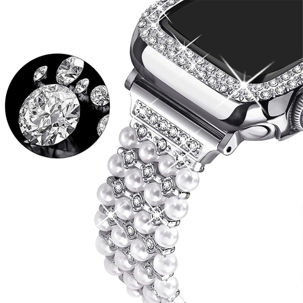 Mega sejt Apple Watch Series 7 45mm Metal og Rhinsten Rem - Sรธlv#serie_184
