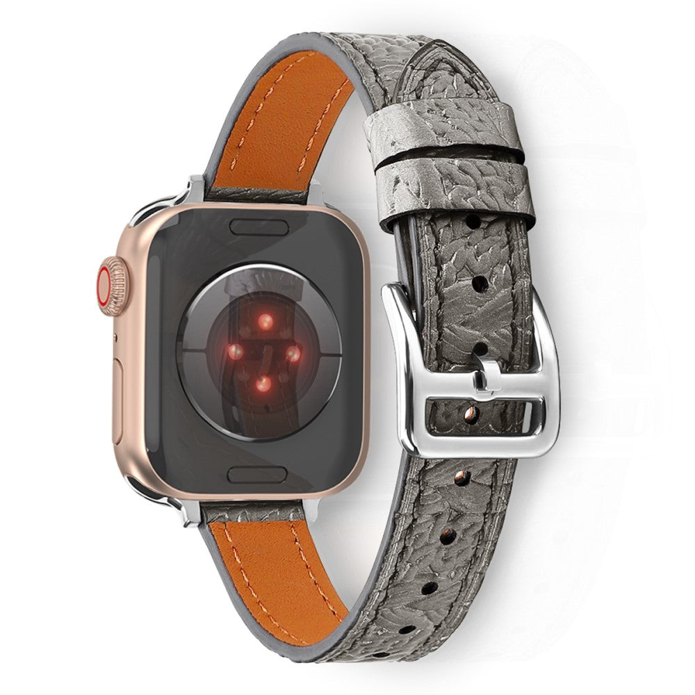Helt vildt cool Apple Watch Series 7 45mm รgte lรฆder Rem - Sรธlv#serie_1