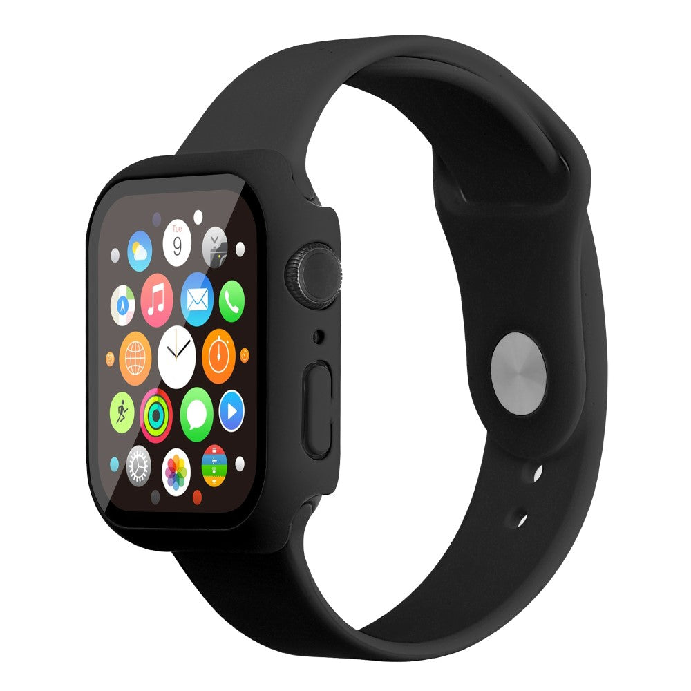 Apple Watch Series 7 45mm Silikone Rem med Cover og Hรฆrdet Glas - Sort#serie_1