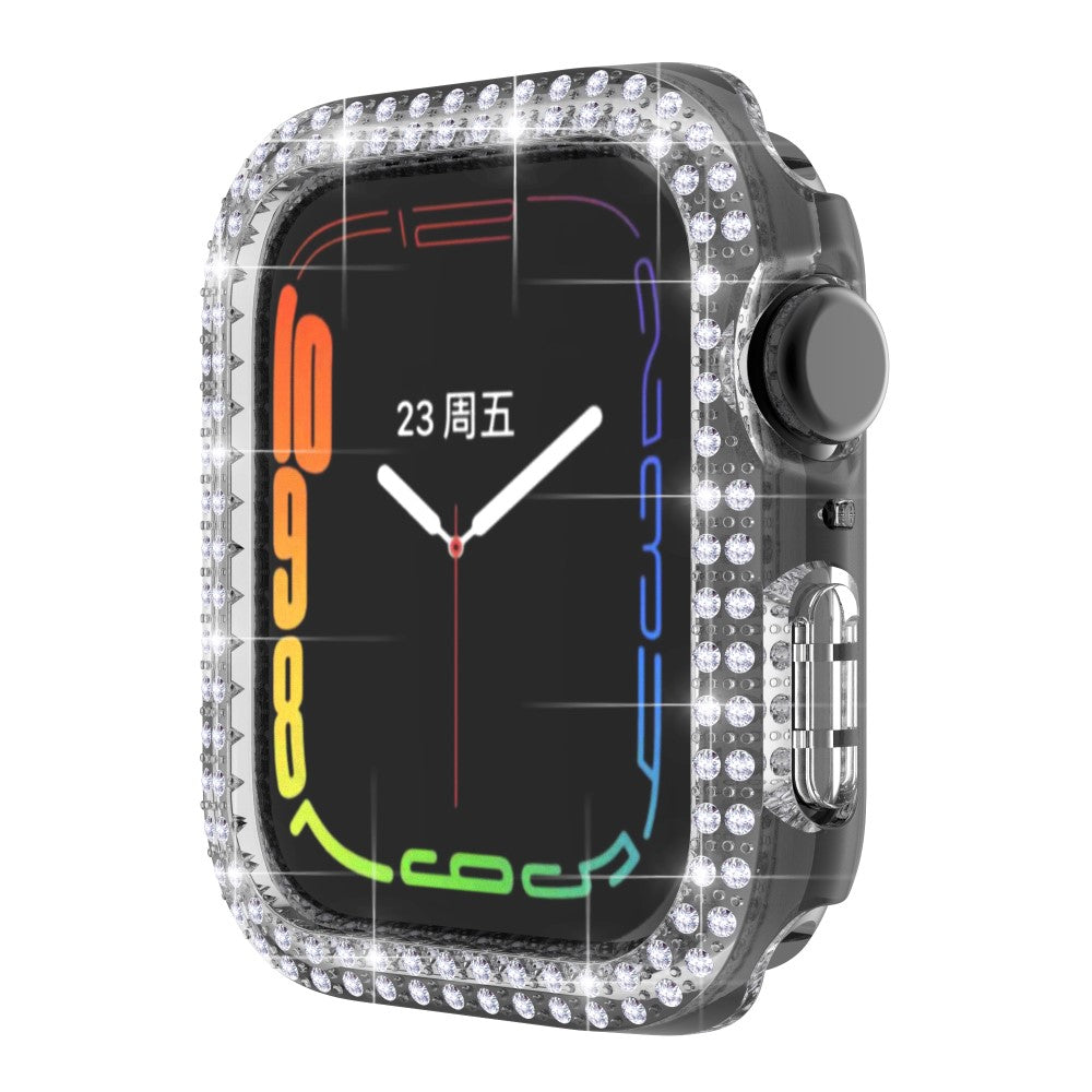 Apple Watch Series 7 45mm  Plastik og Rhinsten Bumper  - Gennemsigtig#serie_4