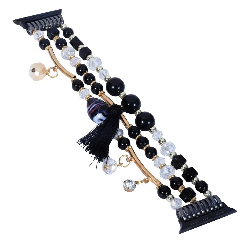 Meget hårdfør Apple Watch Series 7 45mm Rhinsten Rem - Sort#serie_4