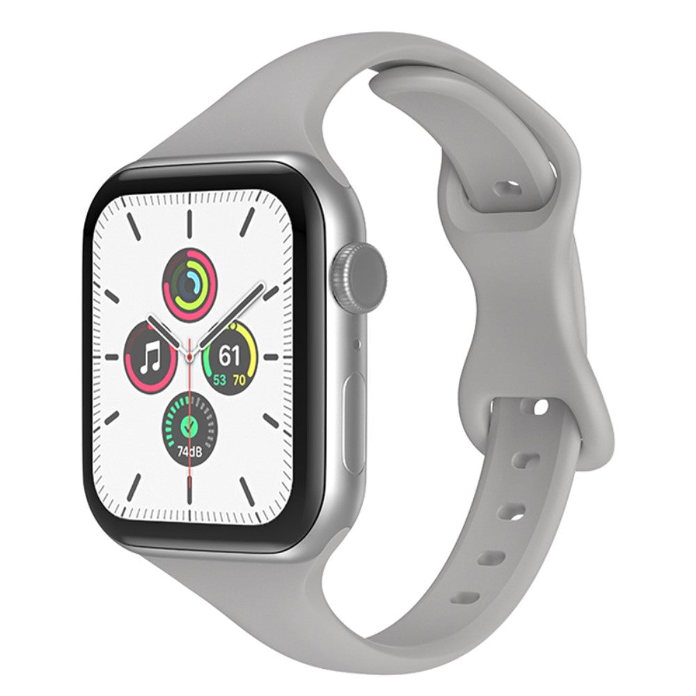 Mega fed Apple Watch Series 7 45mm Silikone Rem - Sølv#serie_2