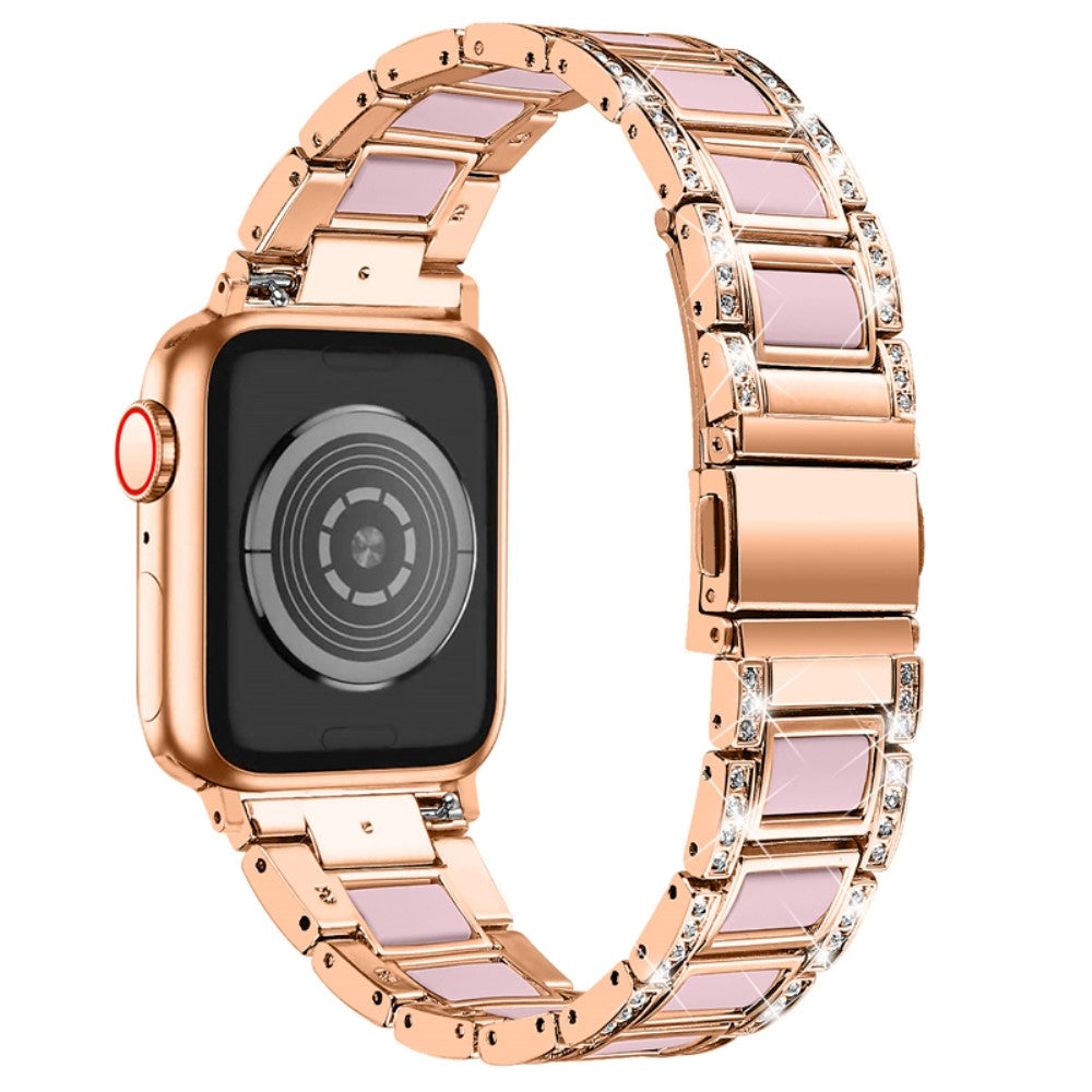 Mega sejt Apple Watch Series 7 45mm Metal og Rhinsten Rem - Pink#serie_13