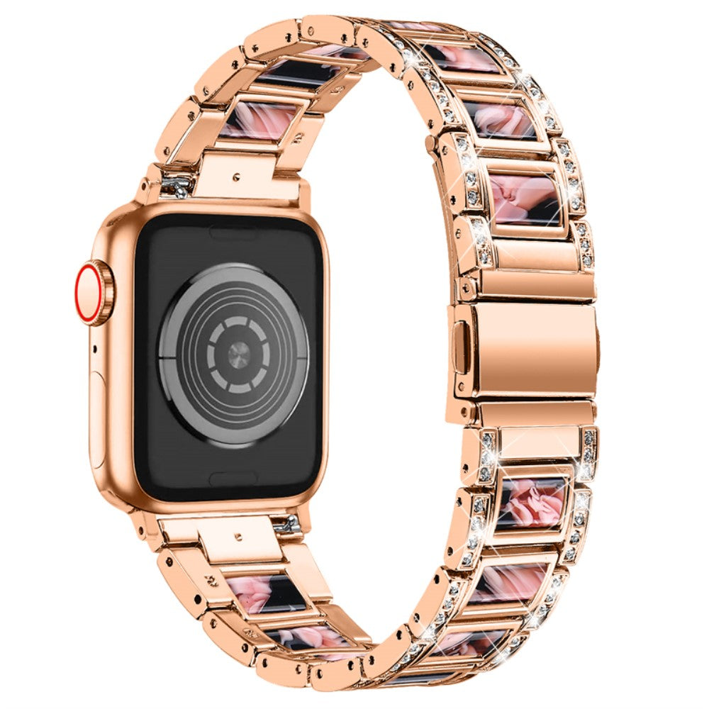 Mega sejt Apple Watch Series 7 45mm Metal og Rhinsten Rem - Pink#serie_14