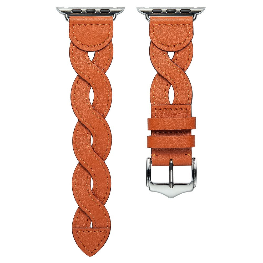 Helt vildt fed Apple Watch Series 7 45mm รgte lรฆder Rem - Orange#serie_1