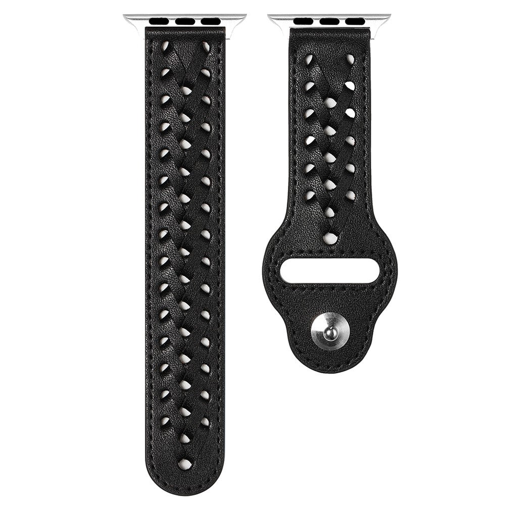 Meget smuk Apple Watch Series 7 45mm Kunstlรฆder Rem - Sort#serie_1