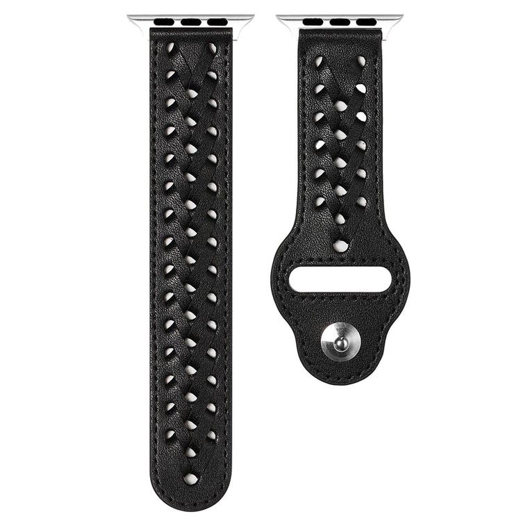 Meget smuk Apple Watch Series 7 45mm Kunstlæder Rem - Sort#serie_1