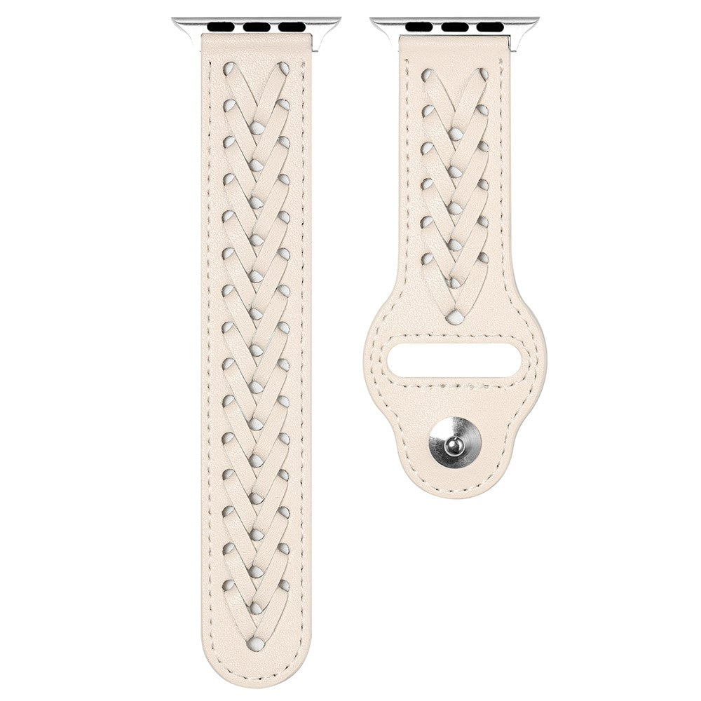 Meget smuk Apple Watch Series 7 45mm Kunstlæder Rem - Brun#serie_2