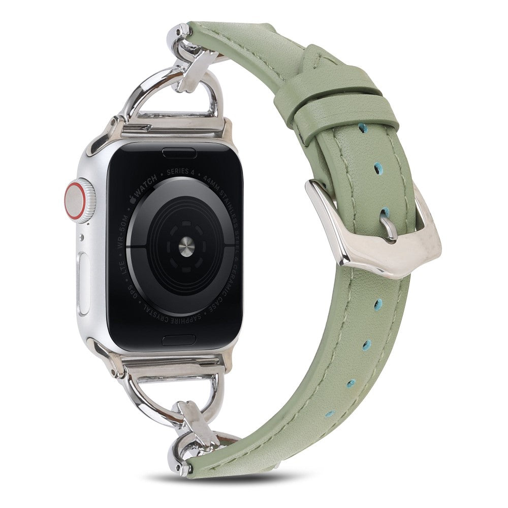 Rigtigt hรฅrdfรธr Apple Watch Series 7 45mm รgte lรฆder Rem - Grรธn#serie_1