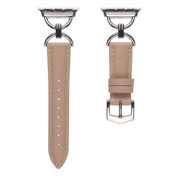 Vildt fint Apple Watch Series 7 45mm Ægte læder Urrem - Beige#serie_5