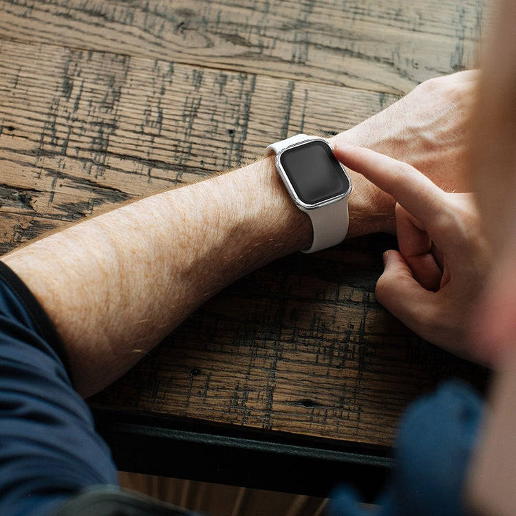 Rigtigt Fint Apple Watch Series 7 45mm Cover med Skærmbeskytter i Plastik og Hærdet Glas - Blå#serie_1