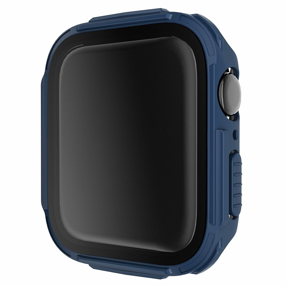 Rigtigt Fint Apple Watch Series 7 45mm Cover med Skรฆrmbeskytter i Plastik og Hรฆrdet Glas - Blรฅ#serie_1