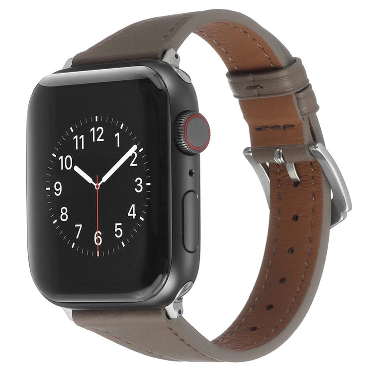 Flot Universal Apple Ægte læder Urrem - Sølv#serie_2