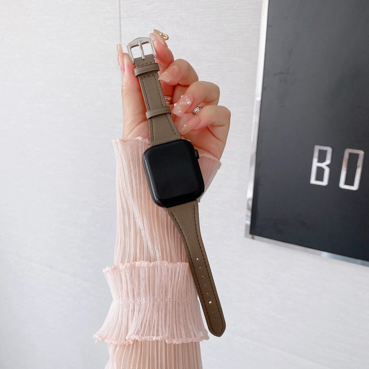 Flot Universal Apple Ægte læder Urrem - Sølv#serie_2