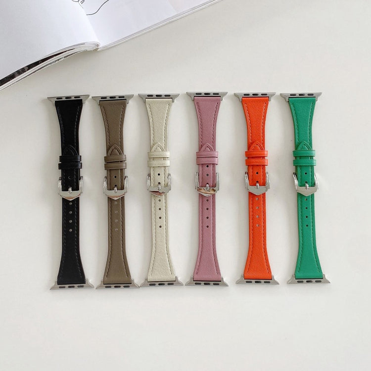 Flot Universal Apple Ægte læder Urrem - Sølv#serie_2