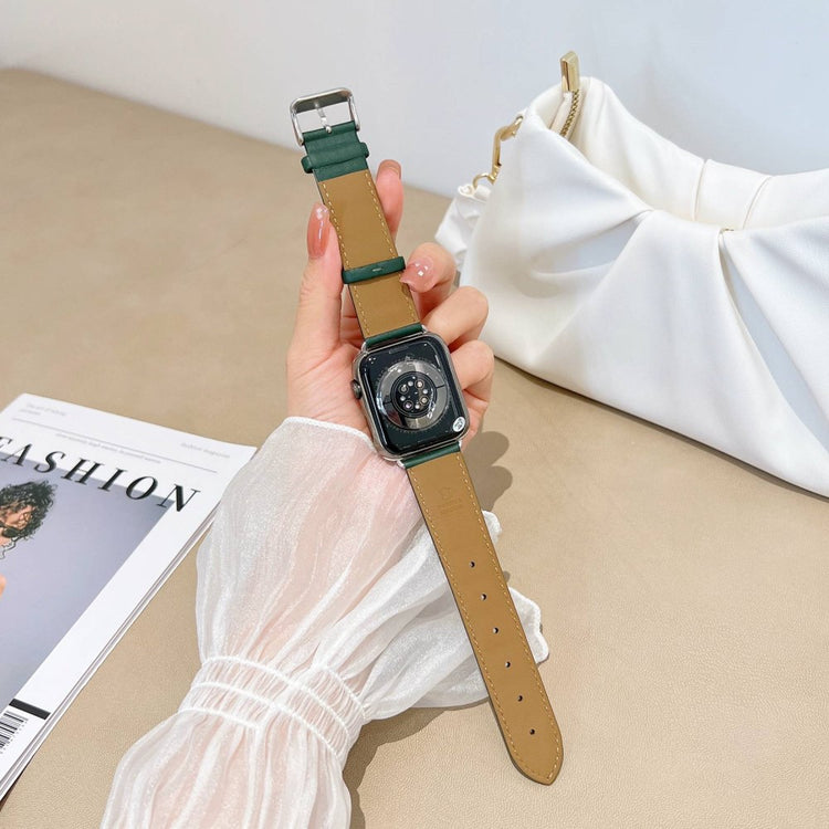 Meget cool Universal Apple Ægte læder Urrem - Grøn#serie_3