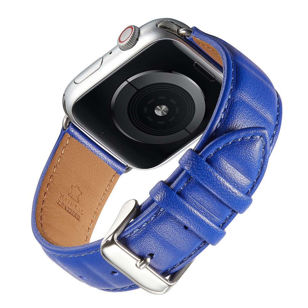 Meget cool Universal Apple Ægte læder Urrem - Blå#serie_5