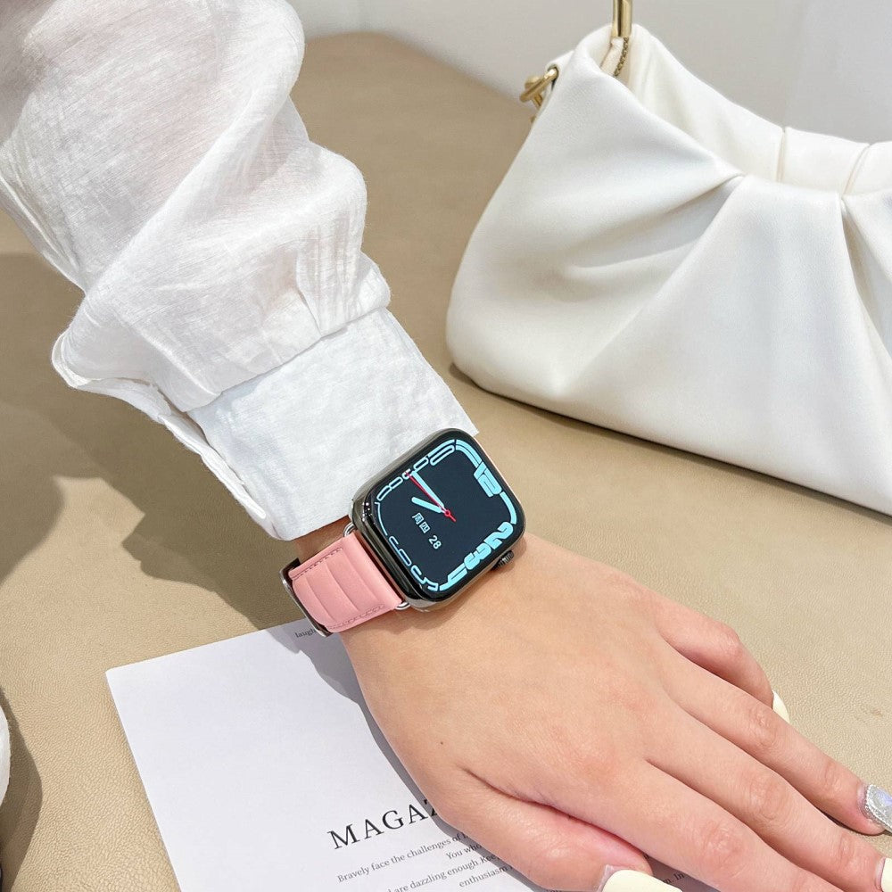 Meget cool Universal Apple Ægte læder Urrem - Blå#serie_5