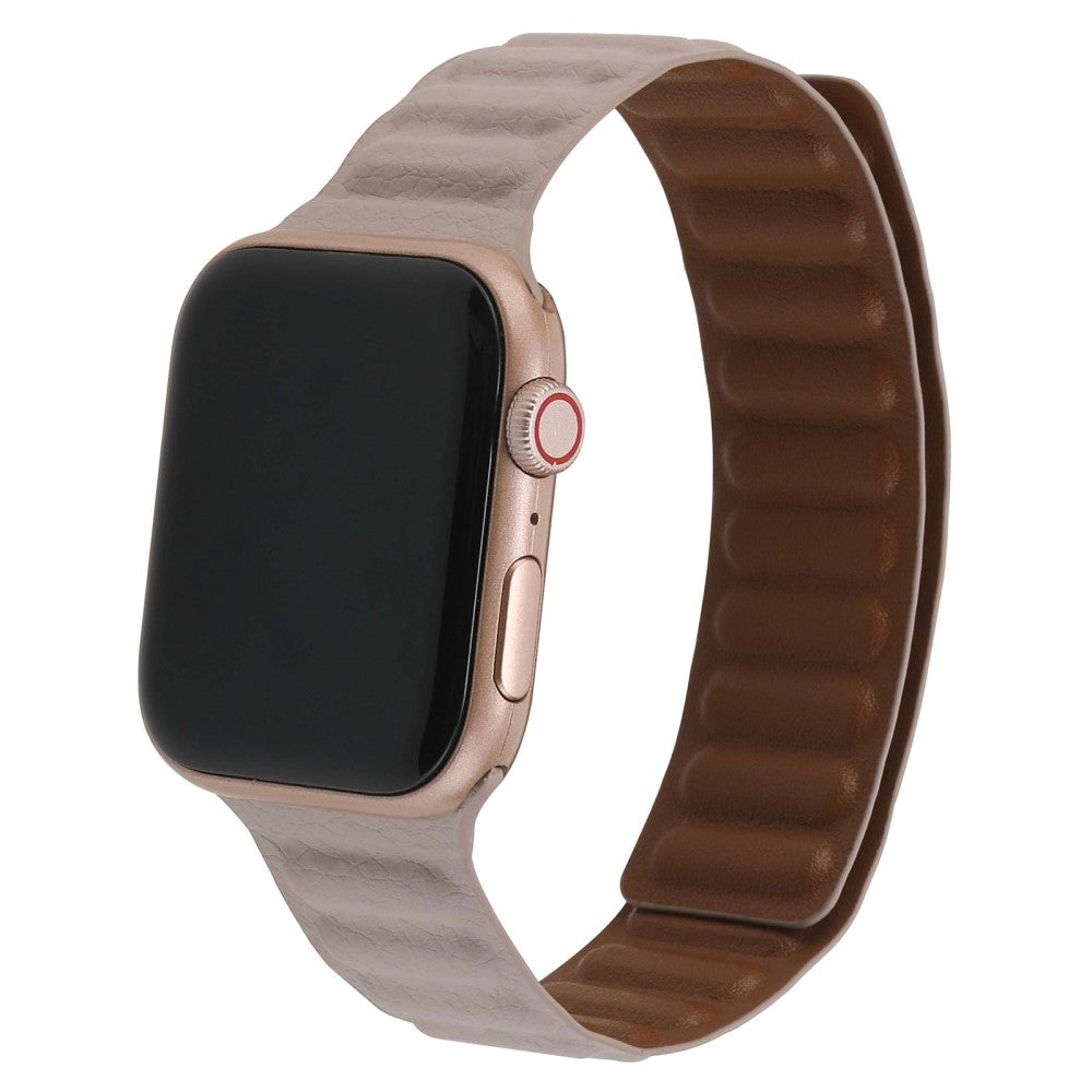 Rigtigt rart Universal Apple Ægte læder Urrem - Beige#serie_8