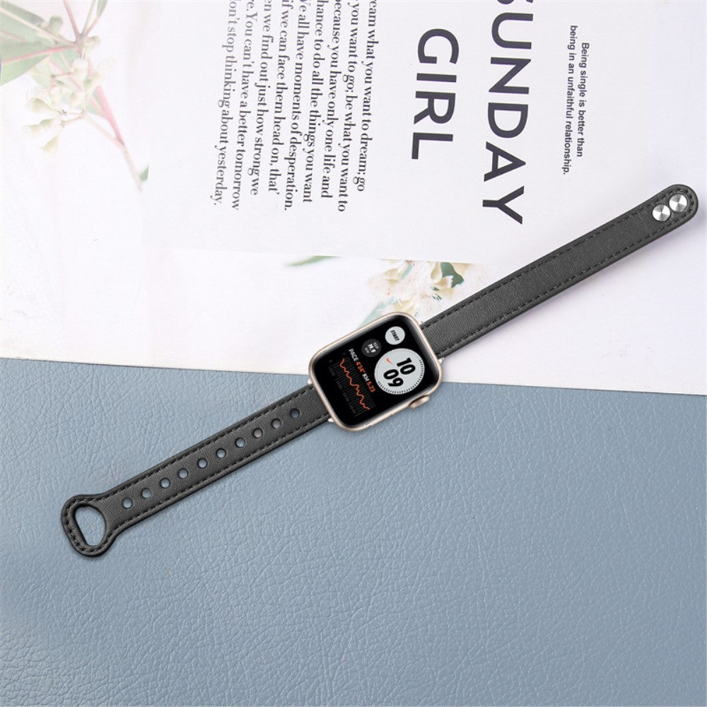 Rigtigt smuk Universal Apple Ægte læder Urrem - Sort#serie_2