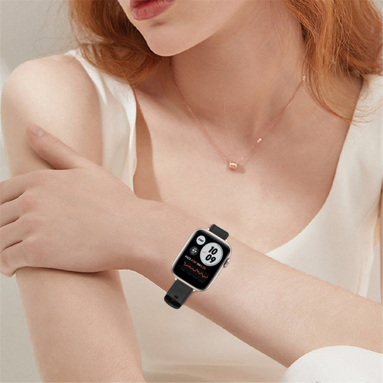 Rigtigt smuk Universal Apple Ægte læder Urrem - Sort#serie_2